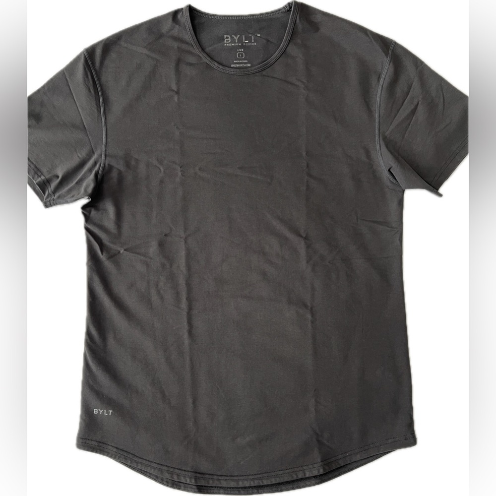 BYLT Basics Drop Cut Lux Large Dark Charcoal Short Sleeve Tee